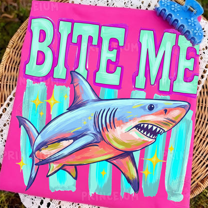 Bite Me Shark PNG, Funny Summer Beach Shirt Design, Shark Sublimation Graphic