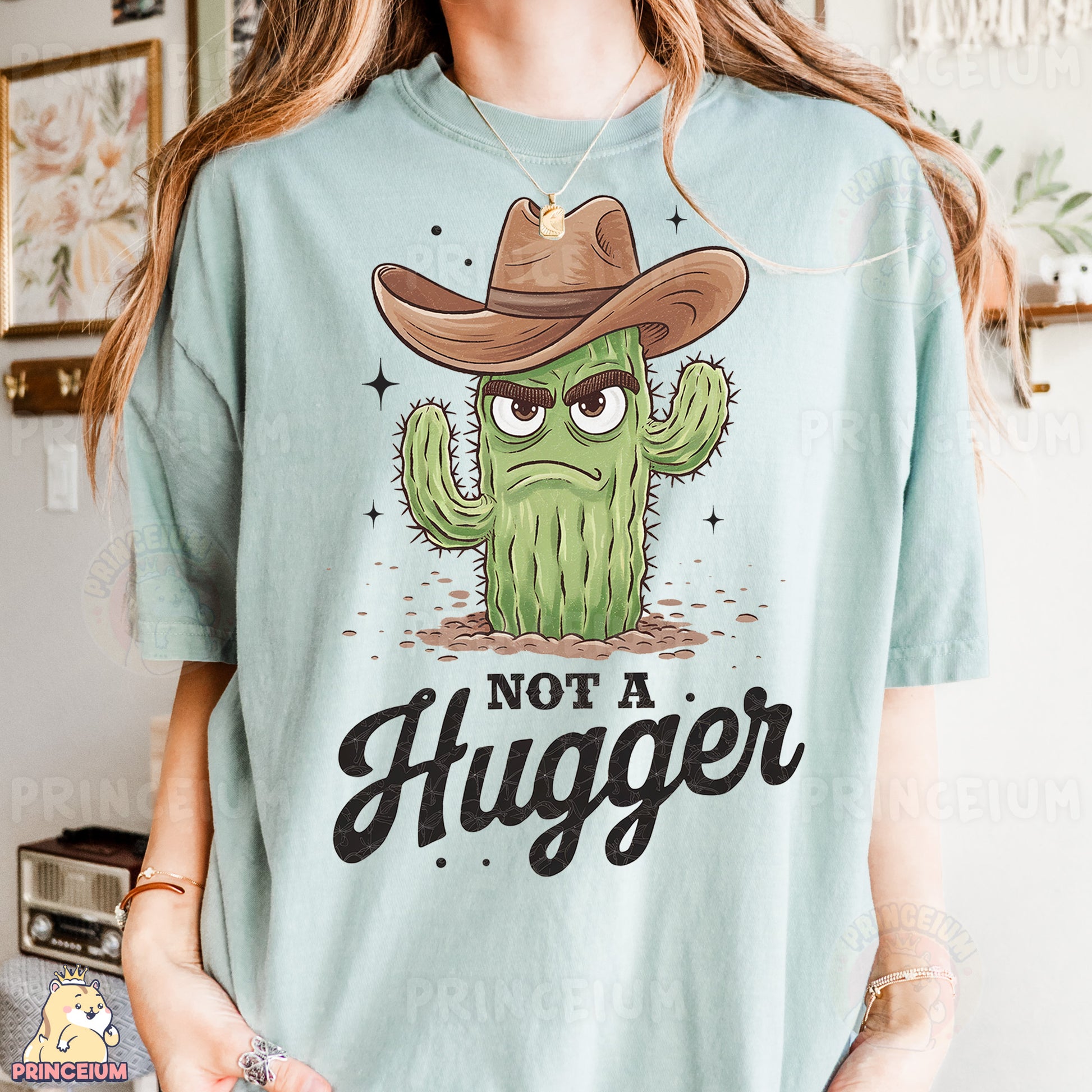 a woman wearing a t - shirt that says not a hugger