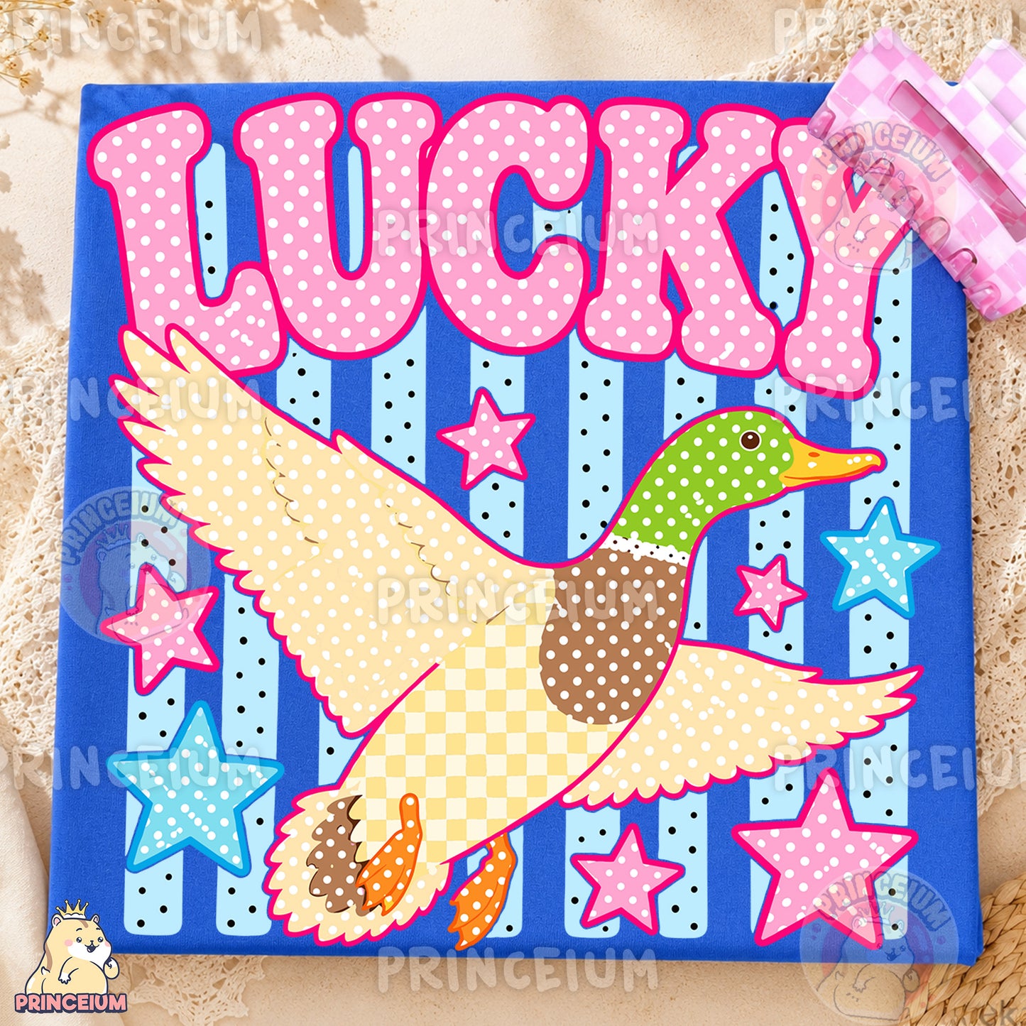 Lucky Duck Sublimation Design PNG Mallard Duck Digital Download NEW26