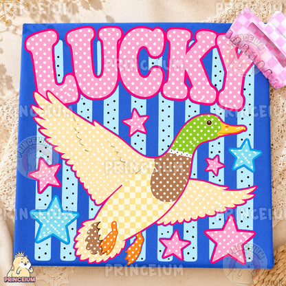 Lucky Duck Sublimation Design PNG Mallard Duck Digital Download NEW26