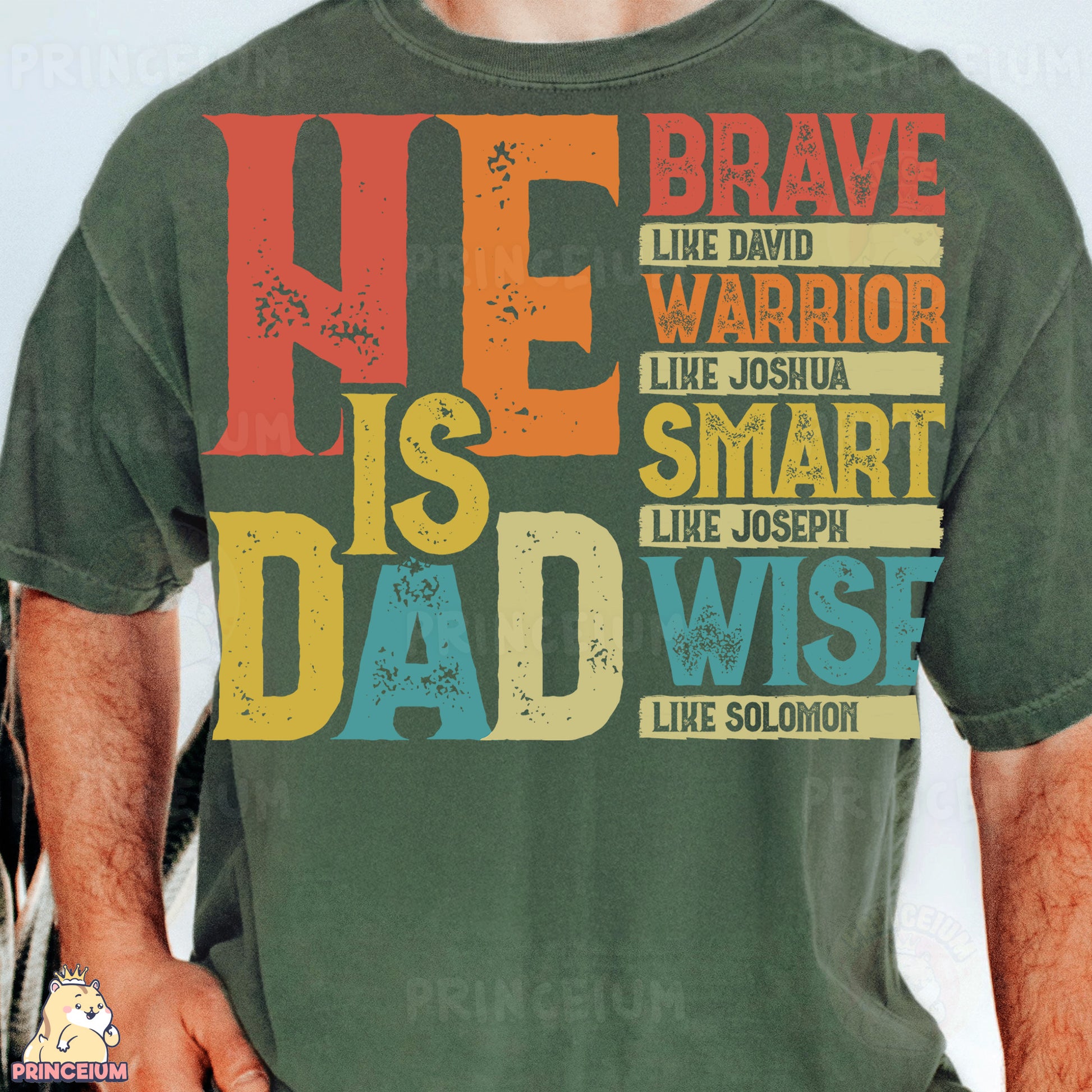 a man wearing a t - shirt that says he is a dad
