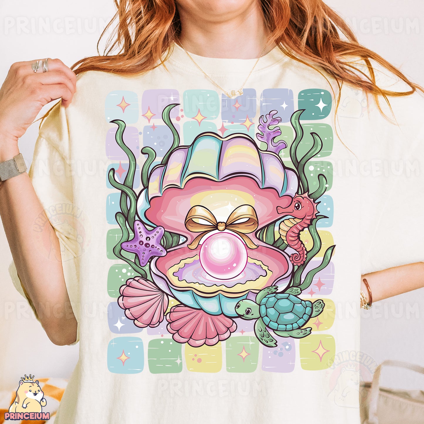 a woman wearing a t - shirt with an octopus on it