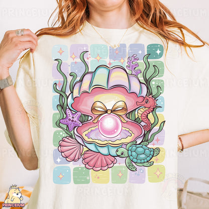 a woman wearing a t - shirt with an octopus on it