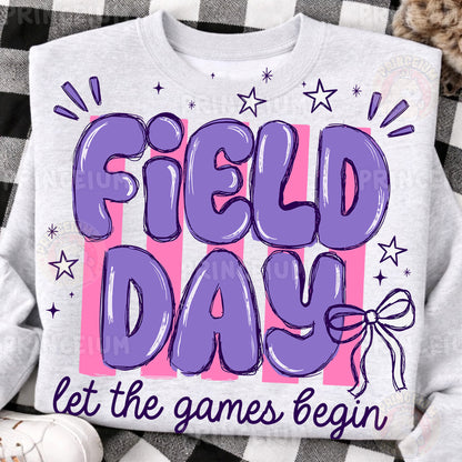 Field Day Let The Games Begin Sublimation Design PNG | Purple Bow School Field Day Digital Download