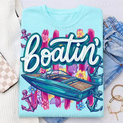 Boatin’ Sublimation Design PNG | Nautical Boat Summer Digital Download