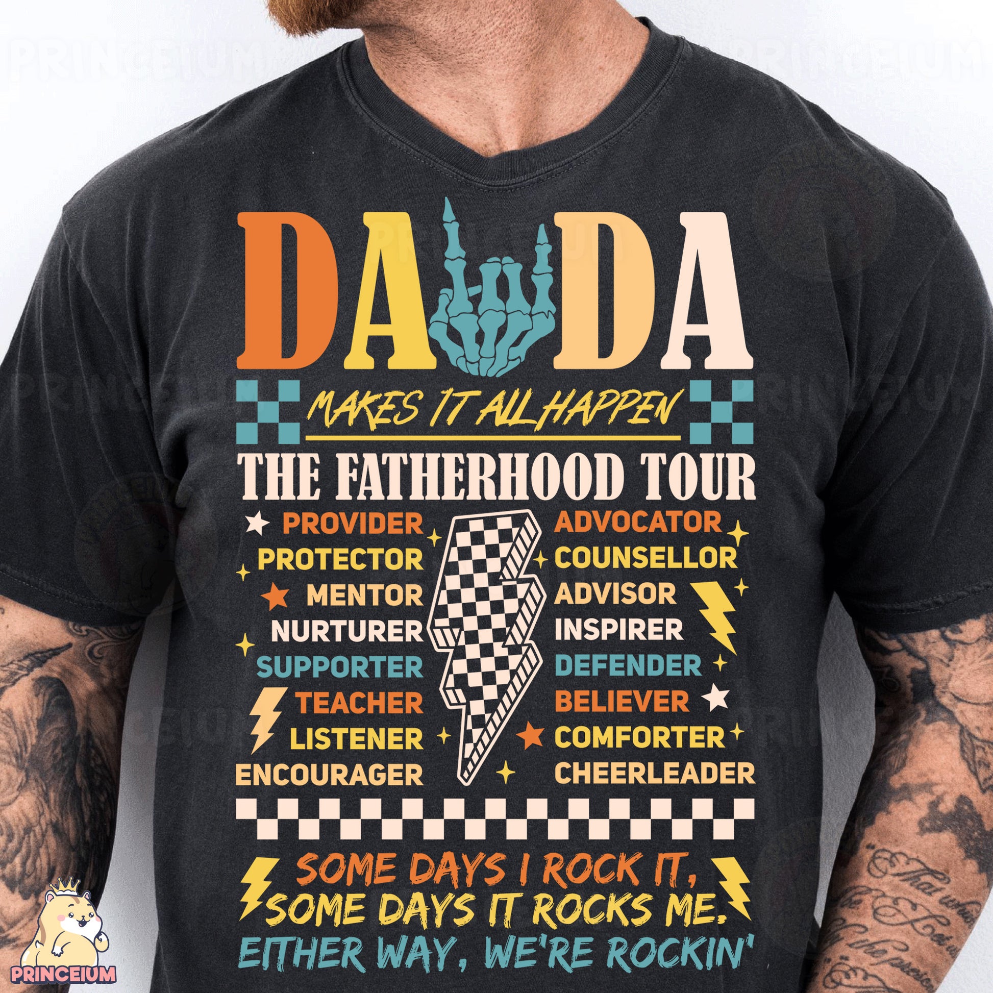 a man wearing a black dada t - shirt