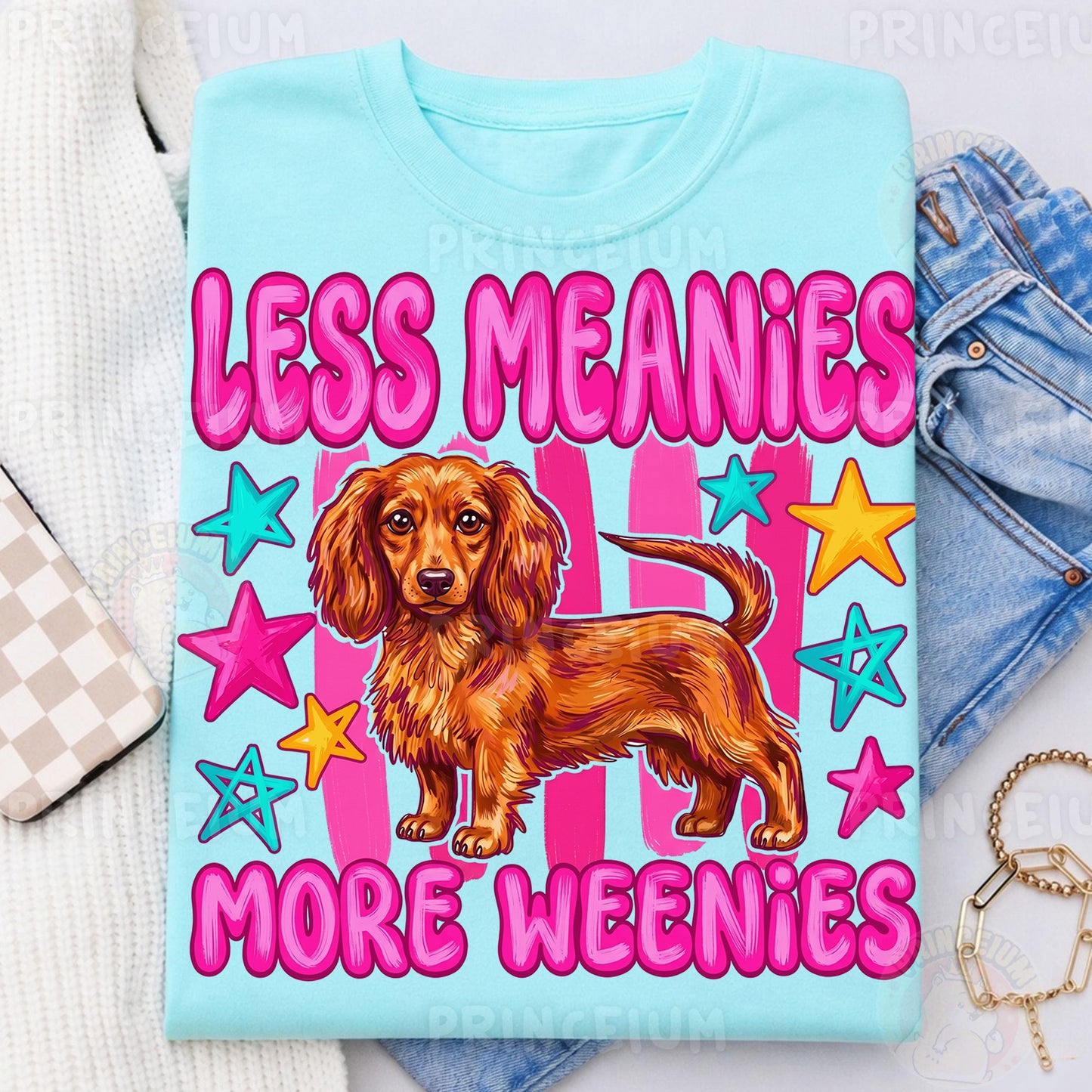 Less Meanies More Weenies Sublimation Design PNG  Dachshund Dog Digital Download