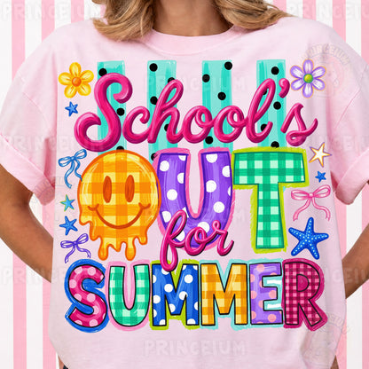 School's Out For Summer Sublimation Design PNG | Smiley Face Summer Digital Download