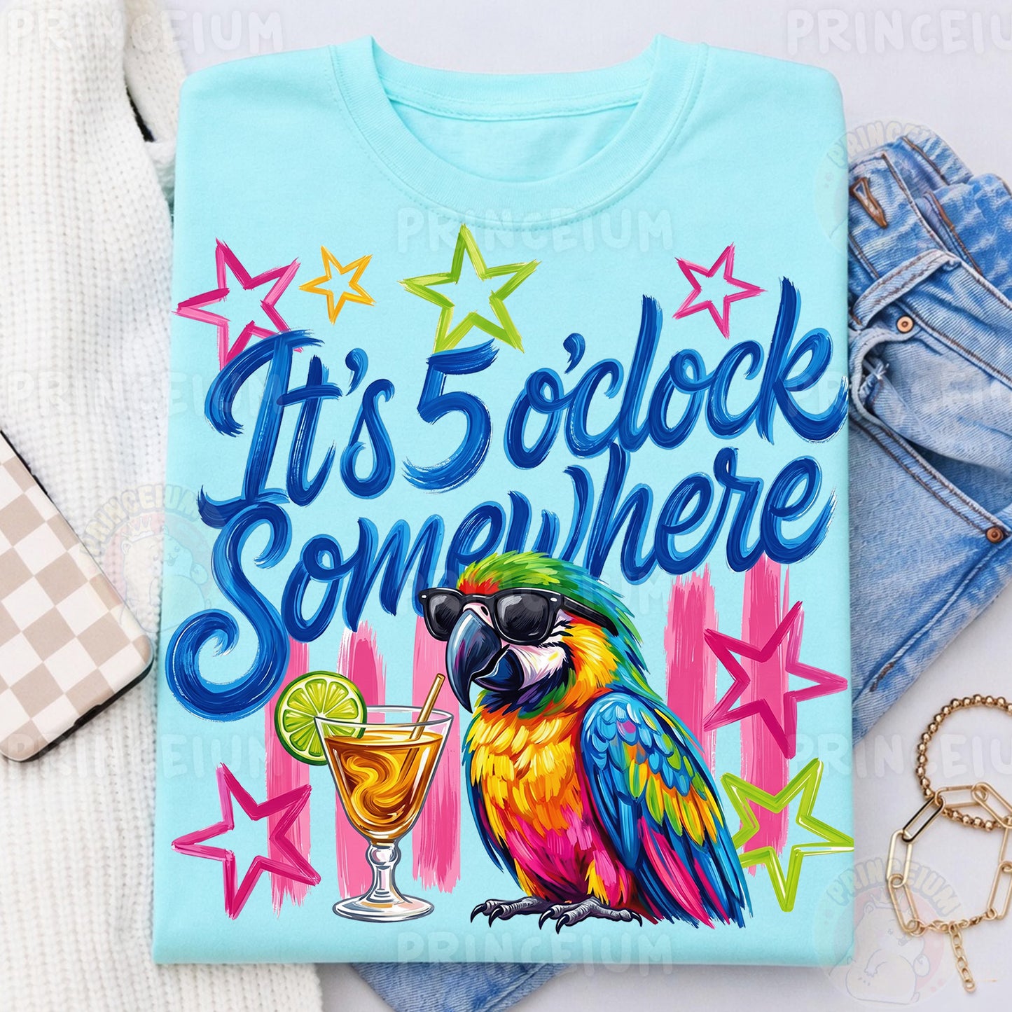 It's 5 O'Clock Somewhere PNG - Funny Parrot Sublimation Design for Shirts