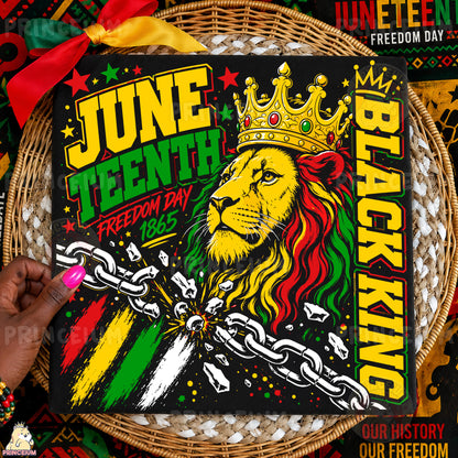 Black King Juneteenth Freedom Day 1865 Sublimation Design PNG Lion Crown Digital Download