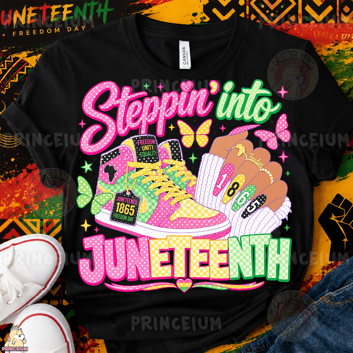 Steppin' Into Juneteenth Sublimation Design PNG Freedom 1865 Sneakers Digital Download NEW26