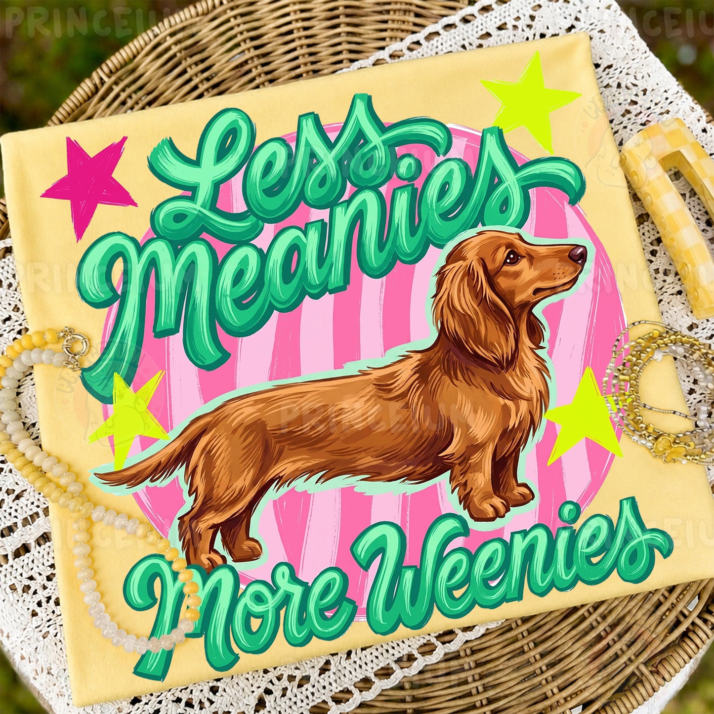 Less Meanies More Weenies Sublimation Design PNG | Cute Dachshund Dog Digital Download
