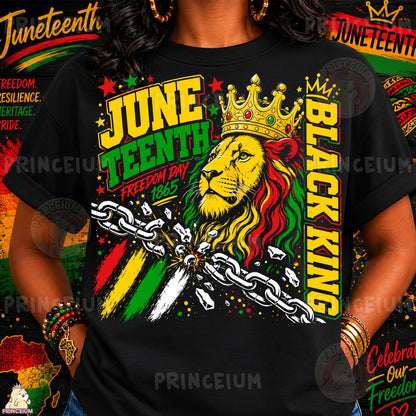 Black King Juneteenth Freedom Day 1865 Sublimation Design PNG Lion Crown Digital Download