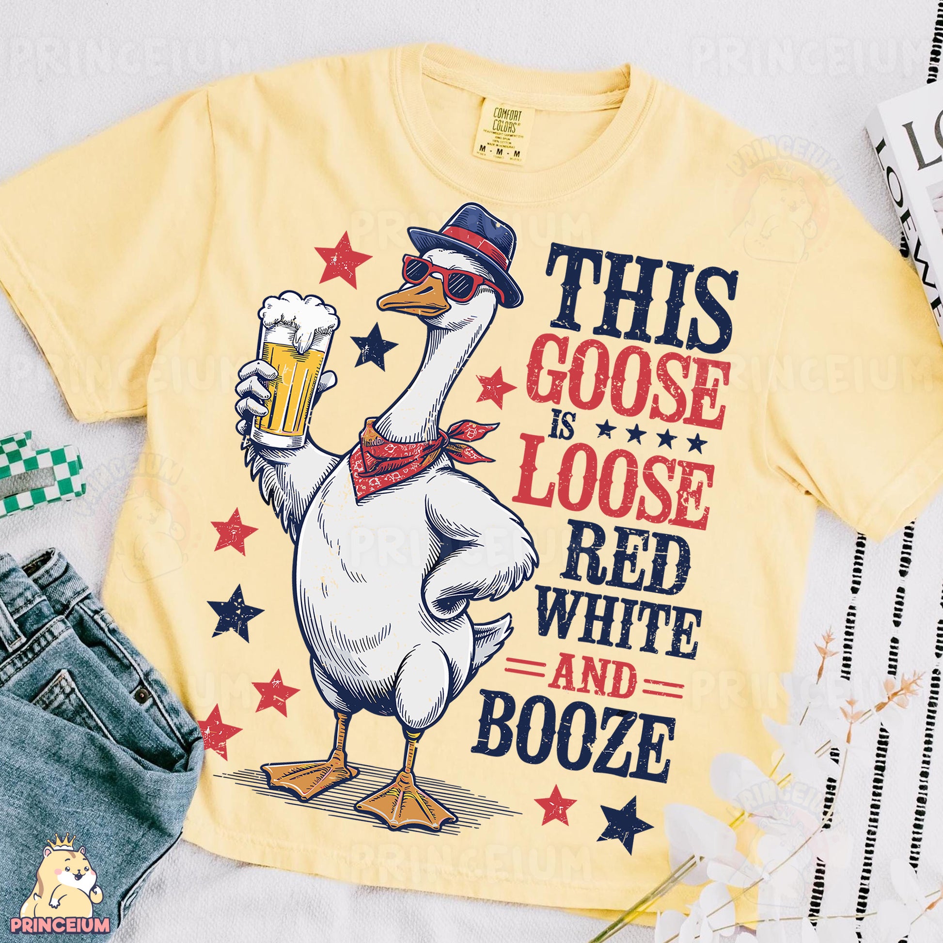 this goose is loose red white and booze t - shirt