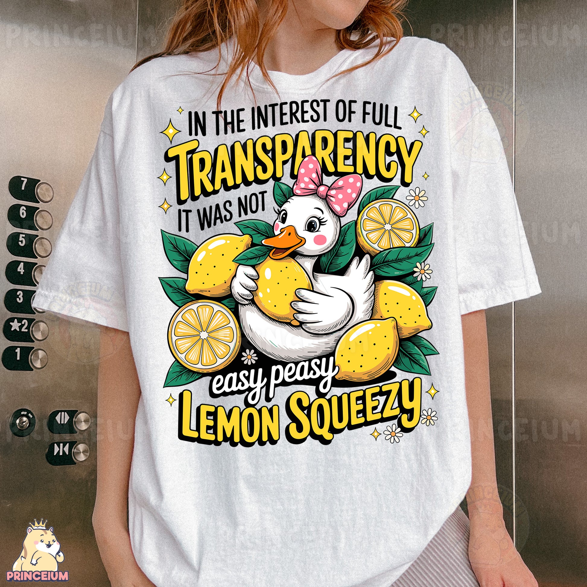 a woman wearing a t - shirt that says in the interest of full transpar