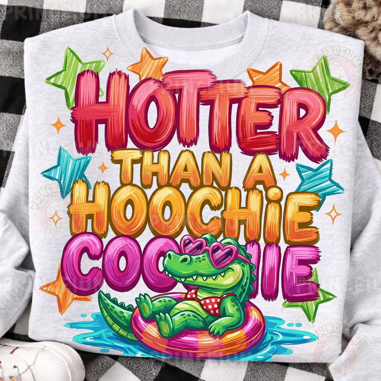 Hotter Than A Hoochie Coochie Sublimation Design PNG | Funny Alligator Pool Float Digital Download