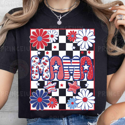 a woman wearing a black t - shirt with the word usa on it