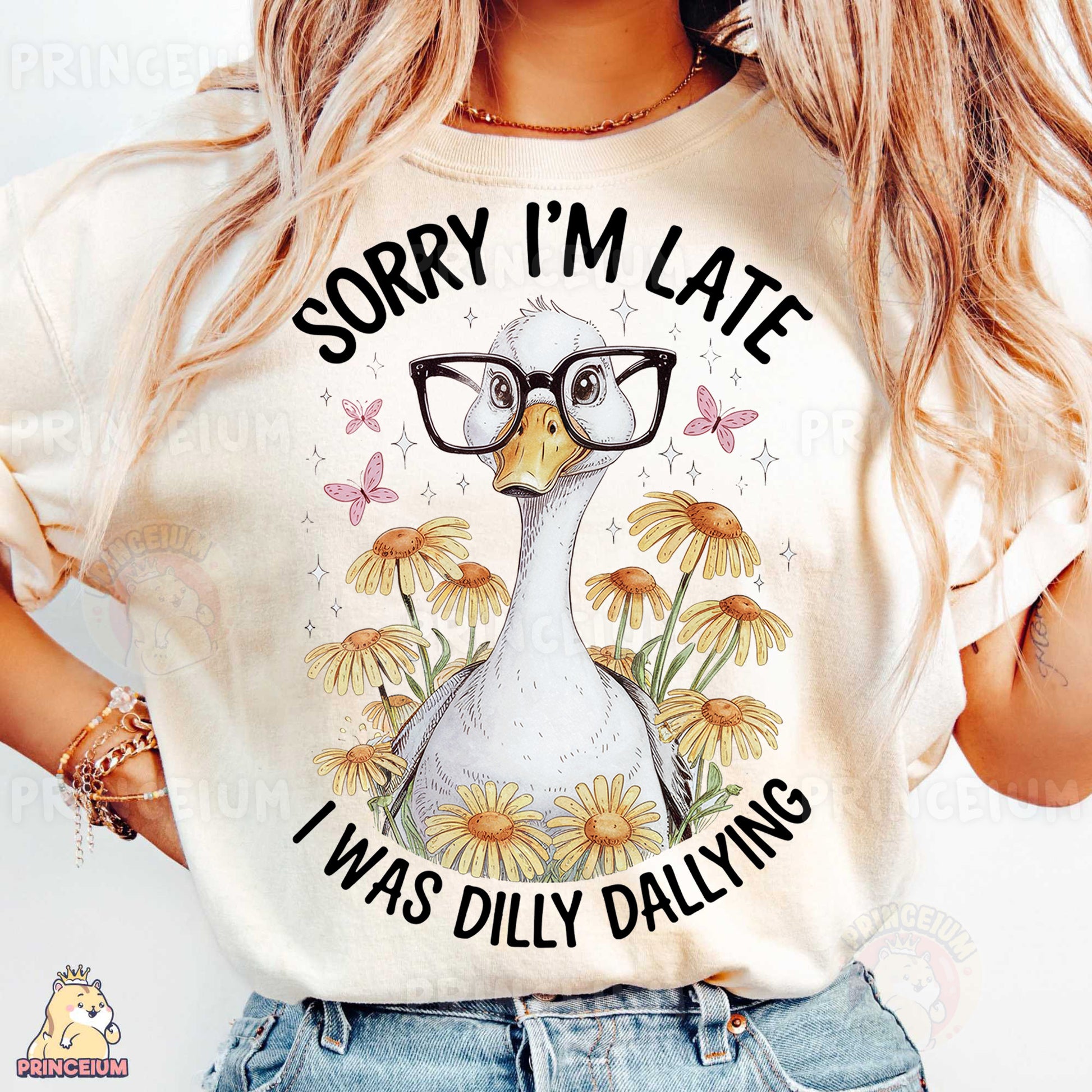 a woman wearing a t - shirt that says sorry i'm late i was