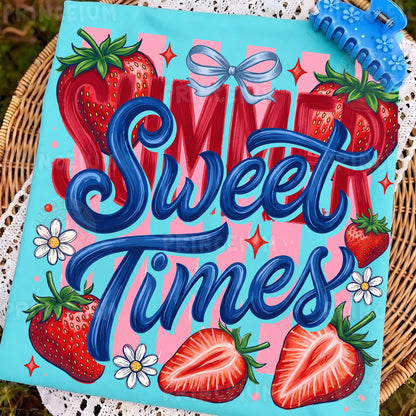 Sweet Summer Times PNG, Strawberry Summer Shirt Design, Cute Coquette Sublimation Graphic