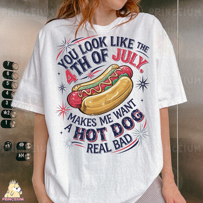 a woman wearing a t - shirt that says you look like the 4th of july
