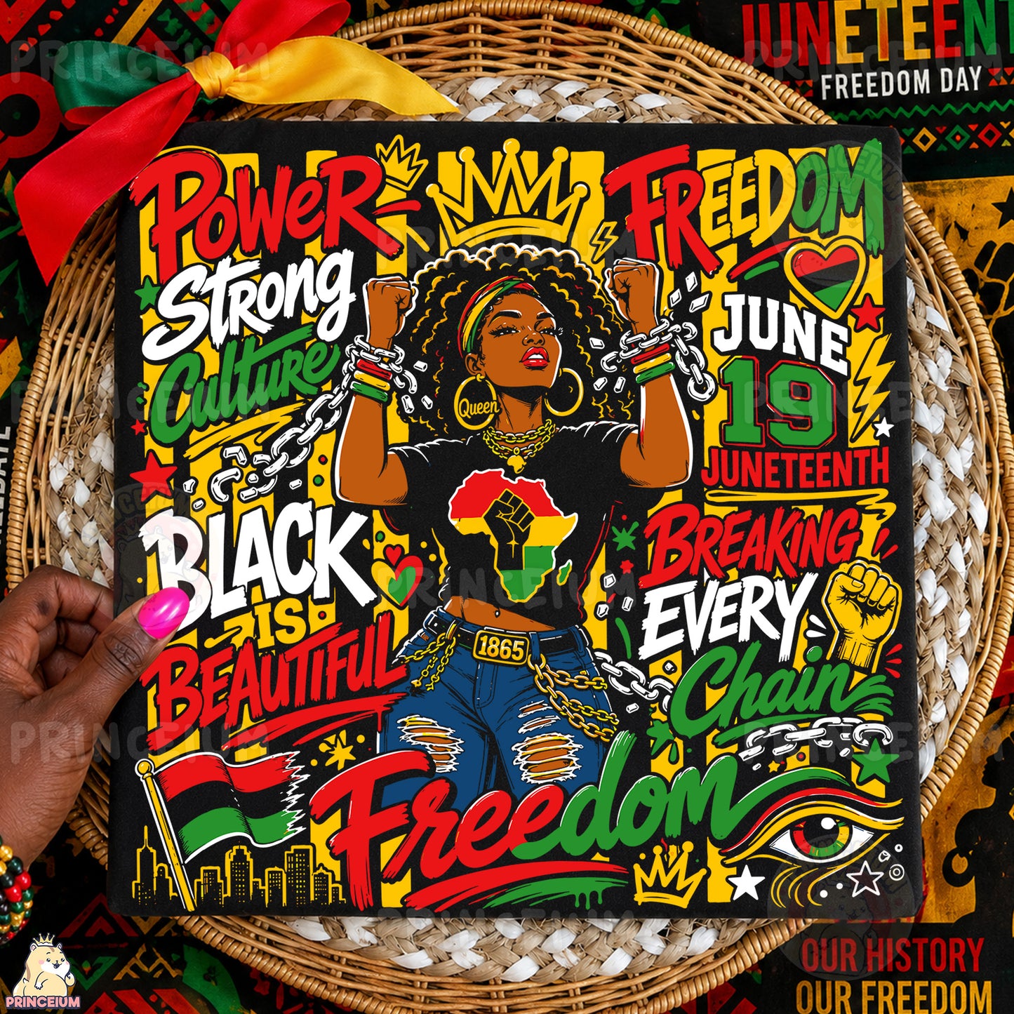 Black Queen Juneteenth Breaking Every Chain Sublimation Design PNG Power Strong Culture Digital Download