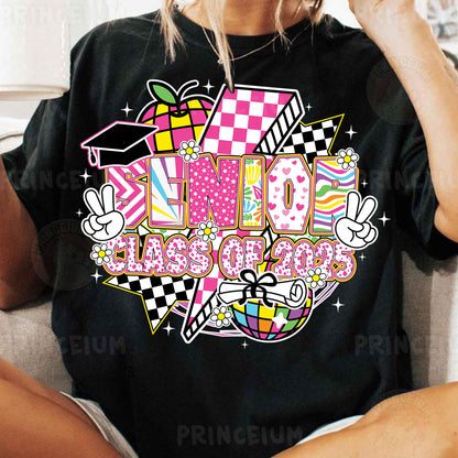 a woman sitting on a couch wearing a black shirt