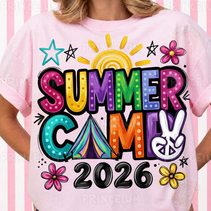 Summer Camp 2026 Sublimation Design PNG  Colorful Retro Summer Camp Digital Download