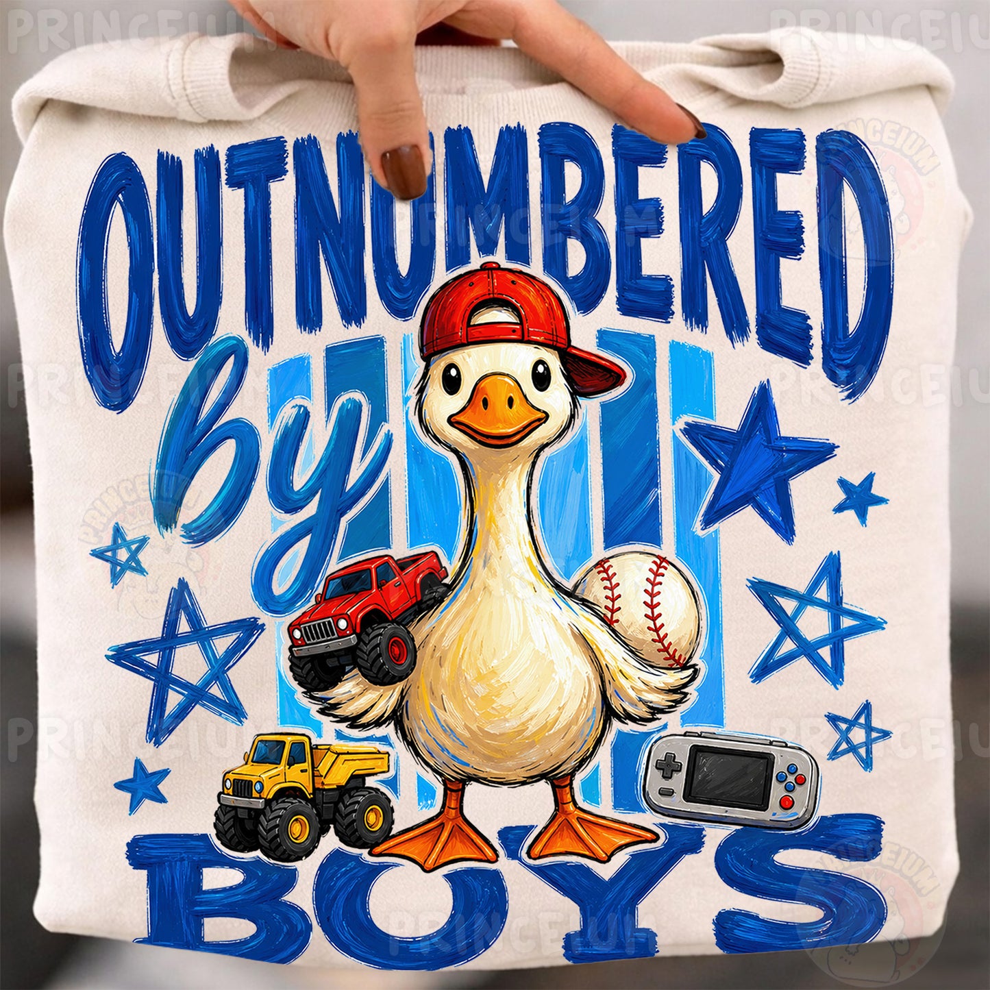 Outnumbered By Boys Sublimation Design PNG | Duck Boy Mom Digital Download