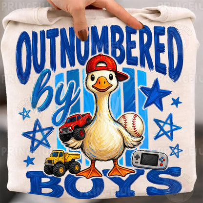 Outnumbered By Boys Sublimation Design PNG | Duck Boy Mom Digital Download