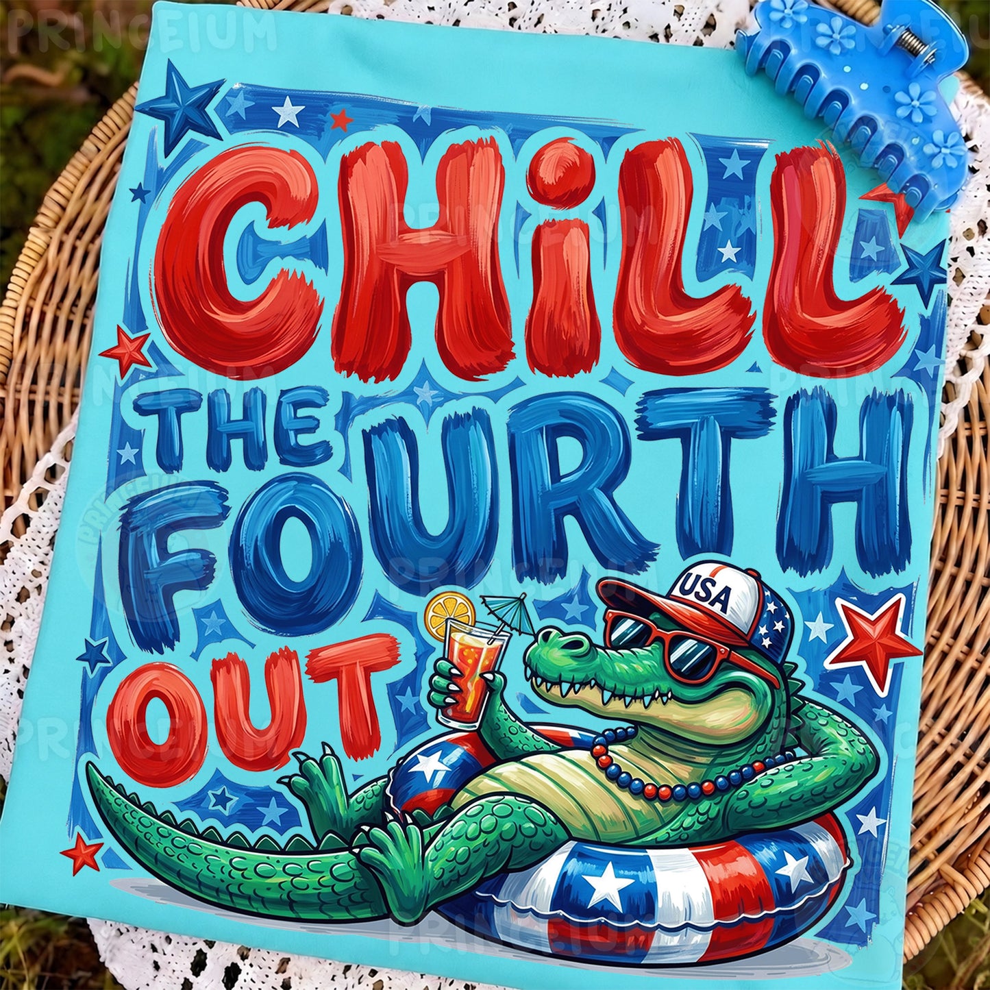 Chill The Fourth Out PNG, Funny 4th of July Alligator Shirt Design, Patriotic Summer Sublimation