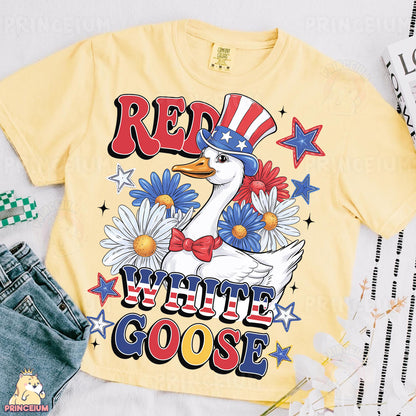 a t - shirt that says red, white, and goose
