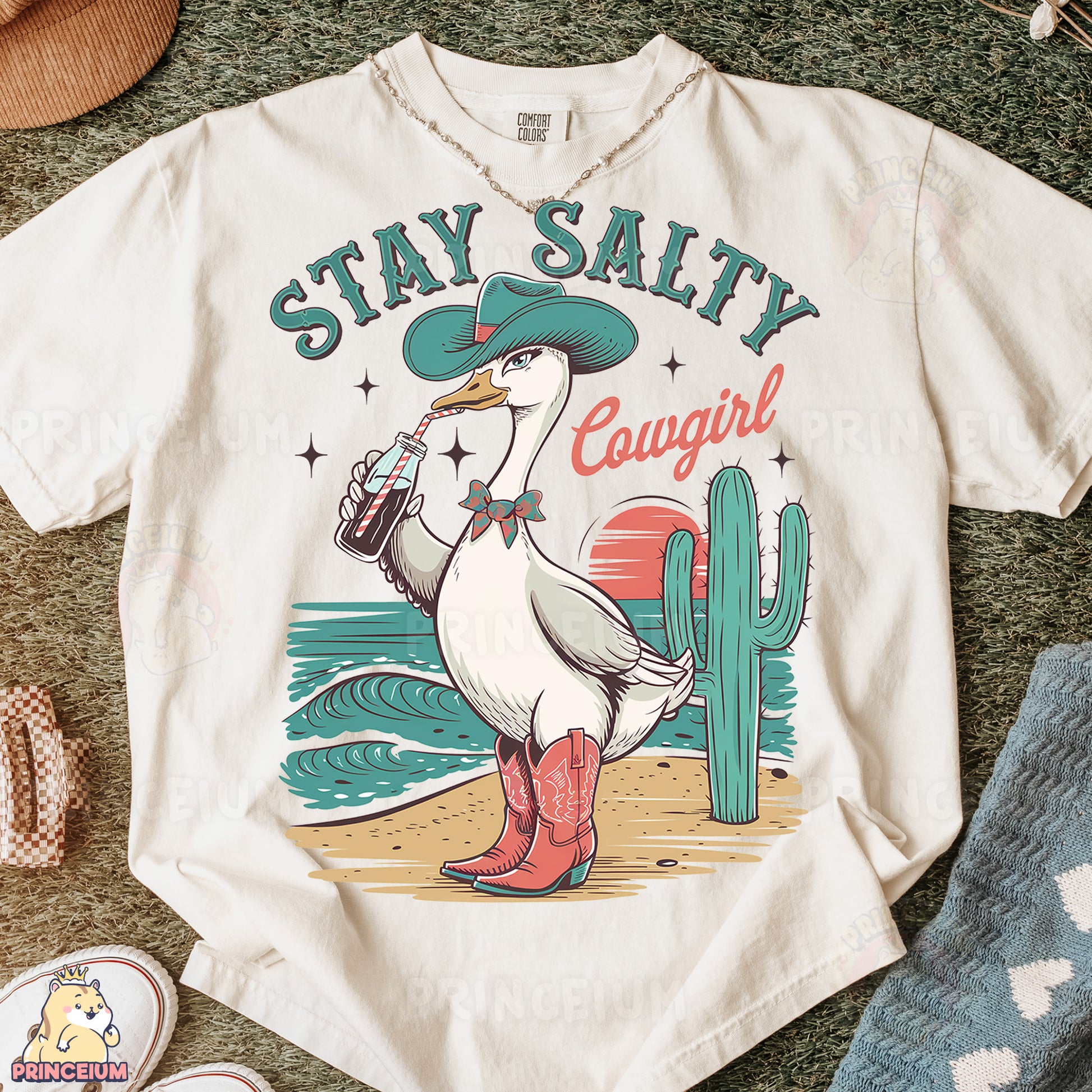 a white shirt with a duck wearing a sombrero