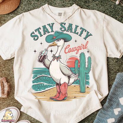 a white shirt with a duck wearing a sombrero