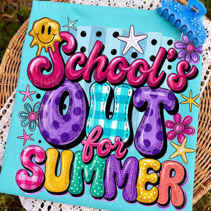 School’s Out For Summer PNG, Summer Vacation Shirt Design, Retro Teacher Sublimation