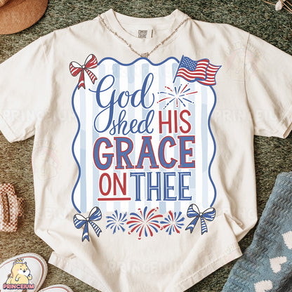 a t - shirt that says god sheet his grace on thee