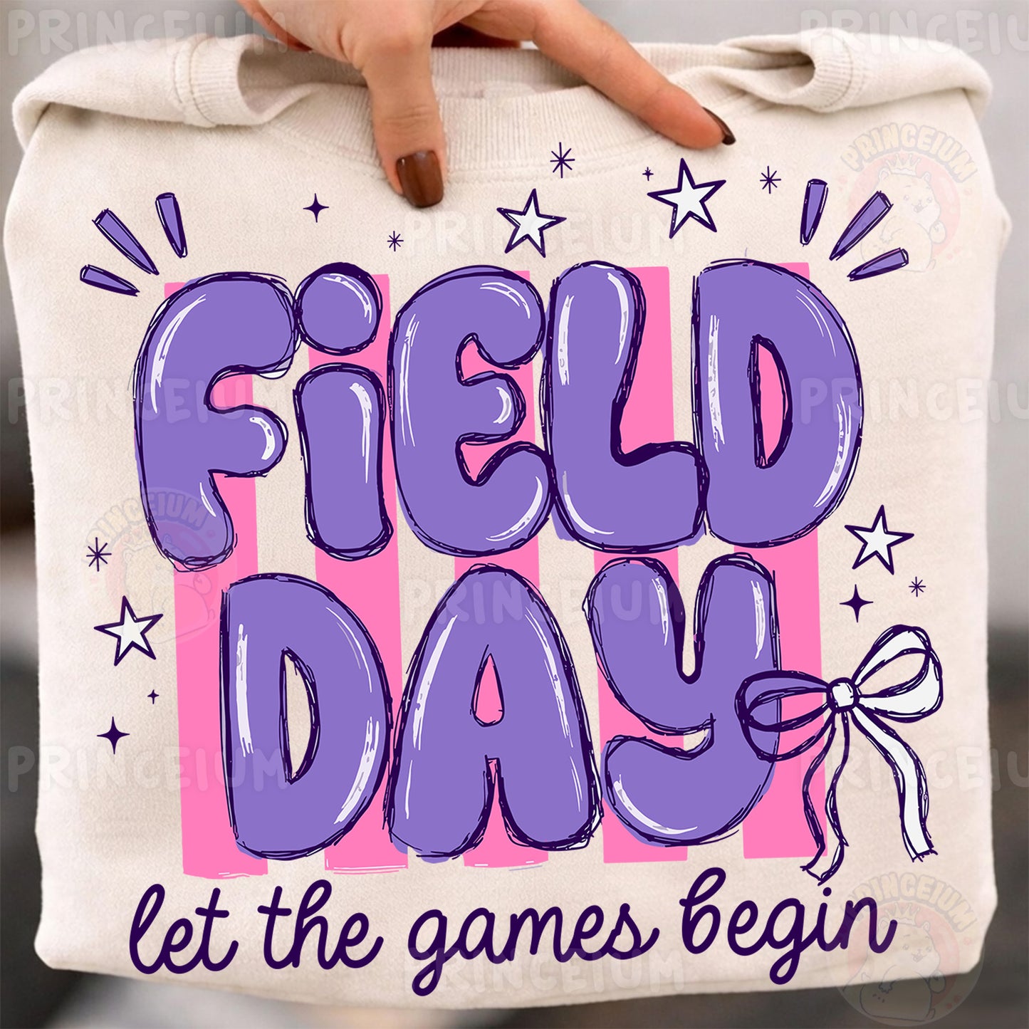 Field Day Let The Games Begin Sublimation Design PNG | Purple Bow School Field Day Digital Download