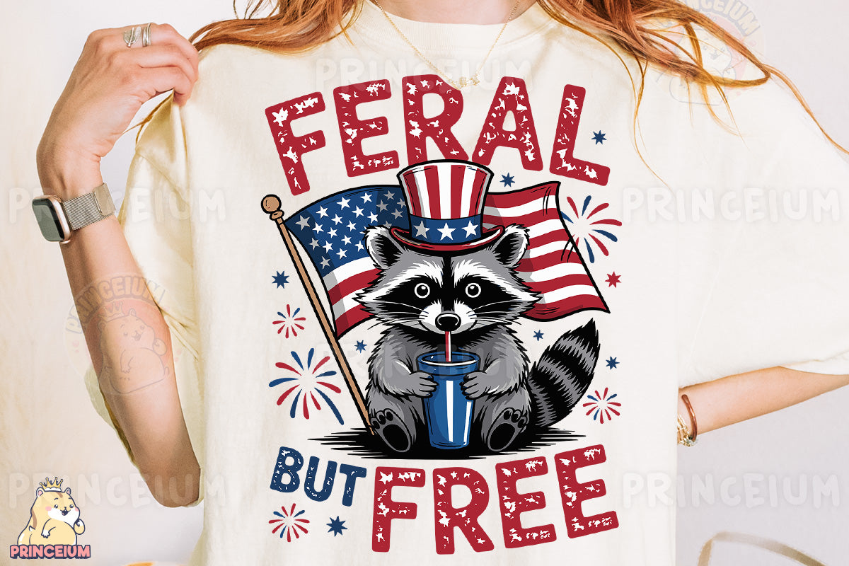 a woman wearing a t - shirt with a raccoon wearing a top hat