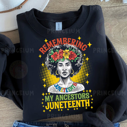 a black t - shirt with a picture of a woman with flowers in her hair