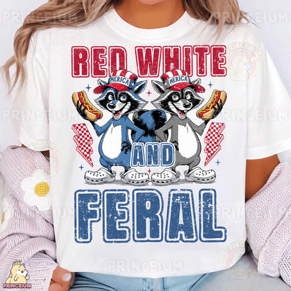 a woman wearing a red white and blue shirt