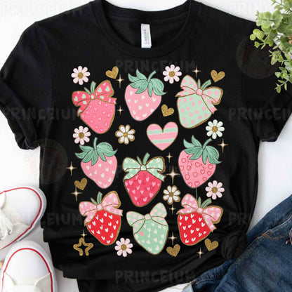 a t - shirt with a bunch of strawberries on it