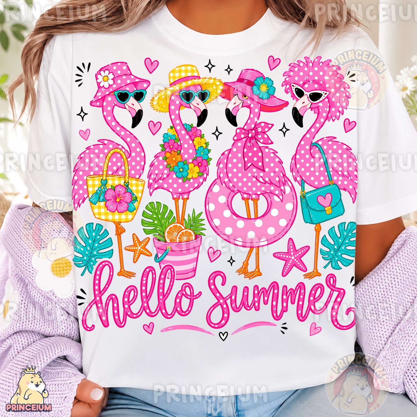 Hello Summer Flamingos Sublimation Design PNG Pink Flamingo Digital Download NEW26