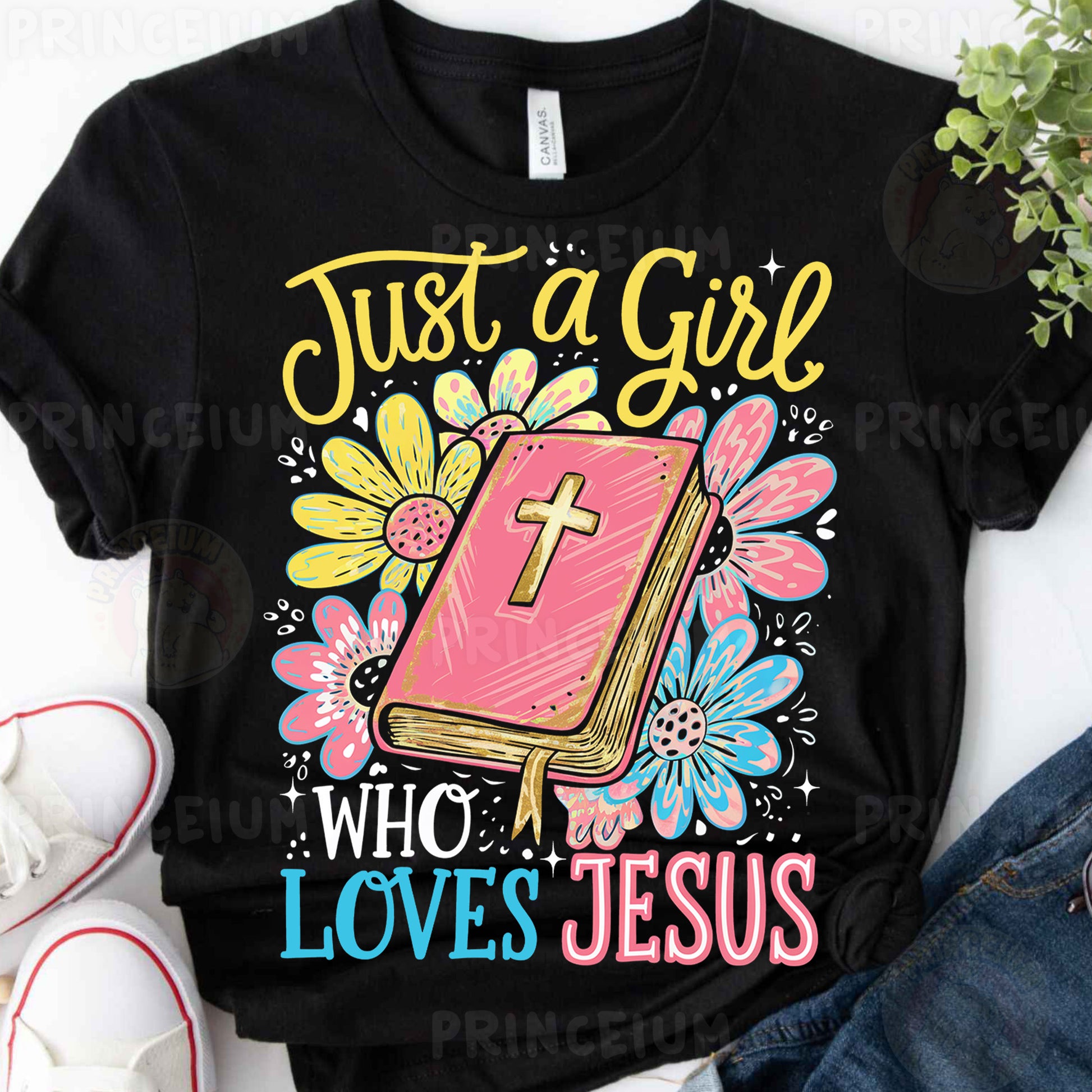a t - shirt that says just a girl who loves jesus