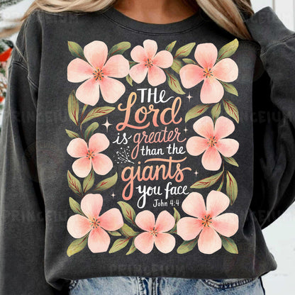 the lord is greater than the giants you face sweatshirt