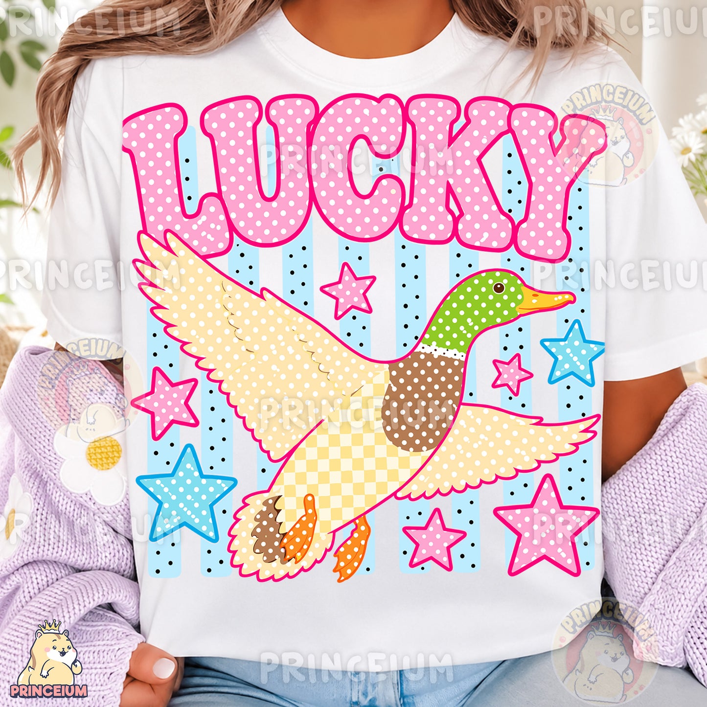 Lucky Duck Sublimation Design PNG Mallard Duck Digital Download NEW26