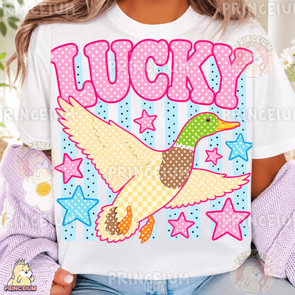 Lucky Duck Sublimation Design PNG Mallard Duck Digital Download NEW26
