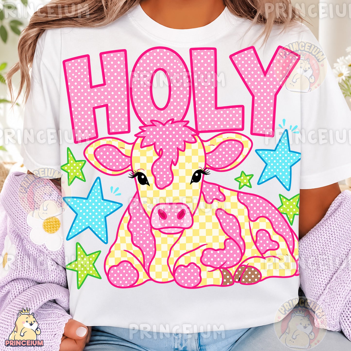 Holy Cow Sublimation Design PNG Pink Cow Digital Download NEW26