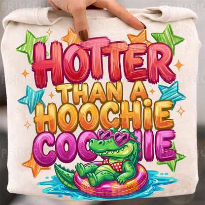 Hotter Than A Hoochie Coochie Sublimation Design PNG | Funny Alligator Pool Float Digital Download