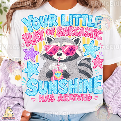 Your Little Ray of Sarcastic Sunshine Sublimation Design PNG Raccoon Digital Download NEW26