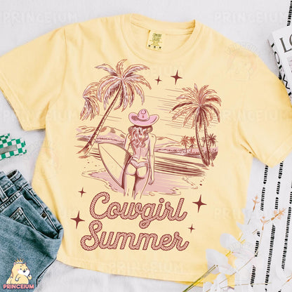 a yellow shirt with a picture of a woman on it