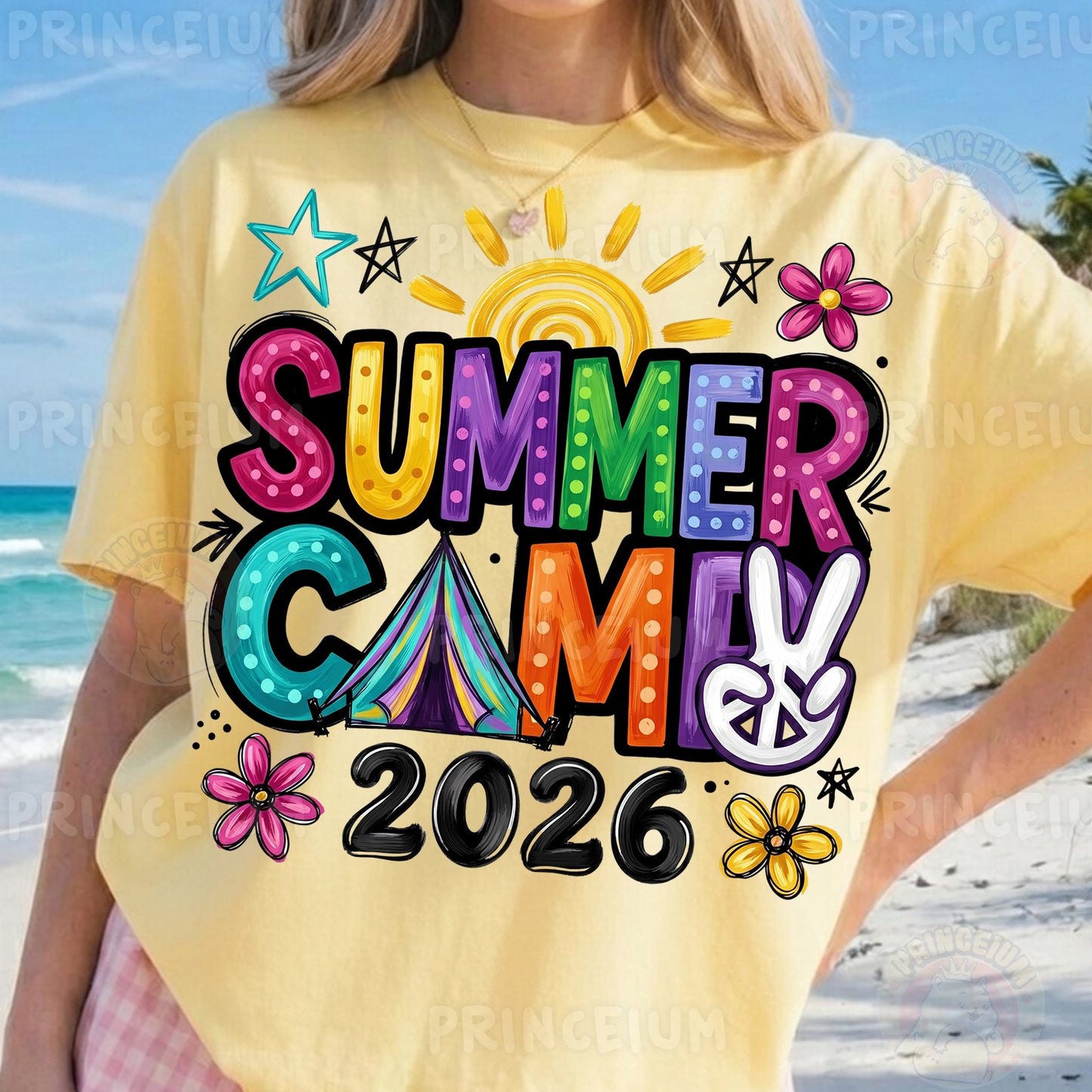 Summer Camp 2026 Sublimation Design PNG  Colorful Retro Summer Camp Digital Download